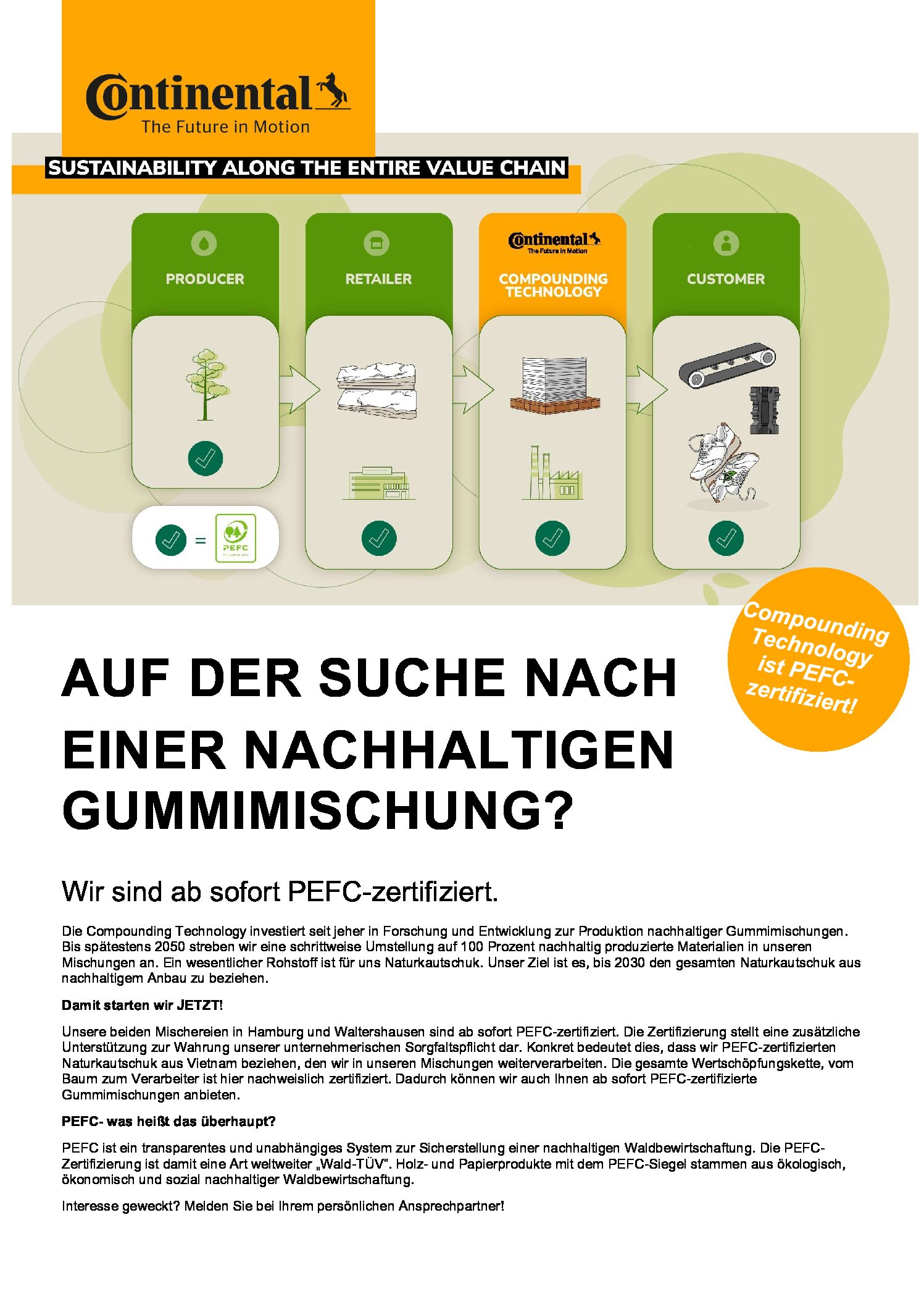 PEFC-Zertifizierung einiger Rohmaterial-Lieferanten