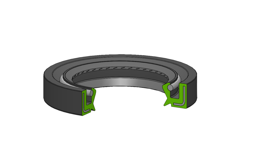 Kreisförmige dynamische Dichtung als Radialwellendichtring ausgelegt.