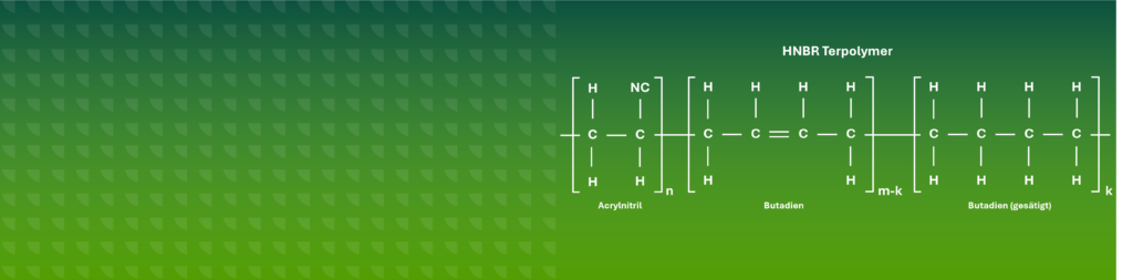 Die HNBR Hero-Sektion zeigt den chemischen Aufbau von HNBR als Terpolymer